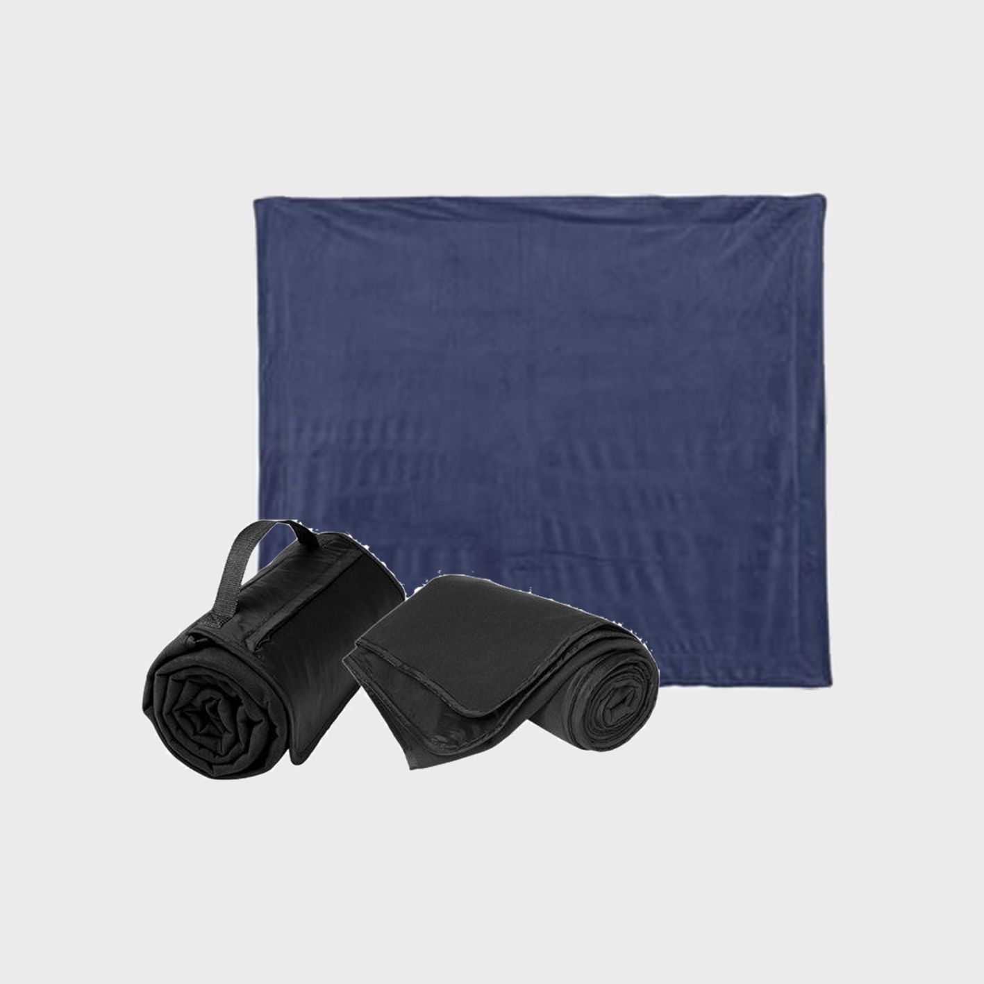 An image of custom blankets that you can print your logo or design on!