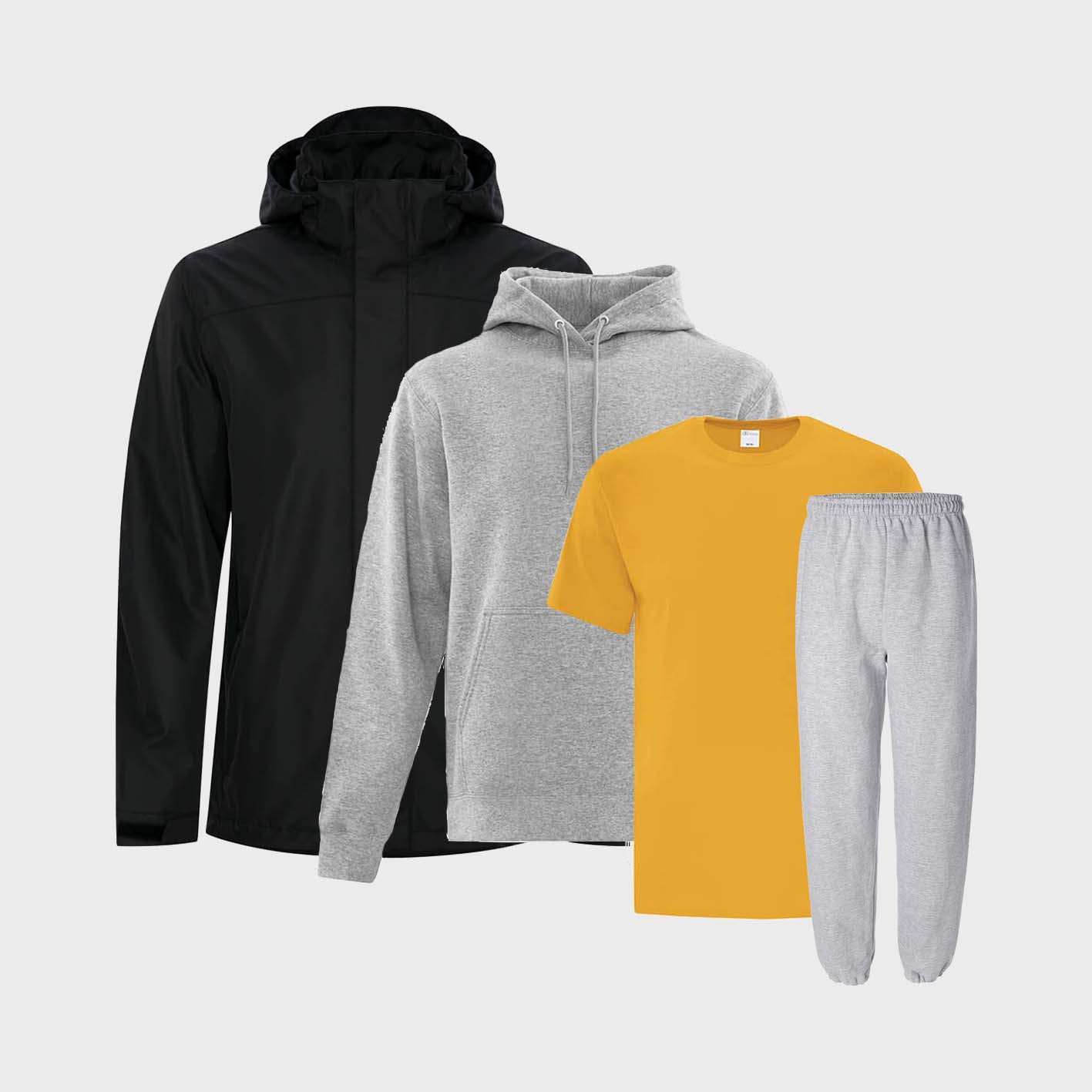 An image of custom clothing that you can decorate your logo or design on!
