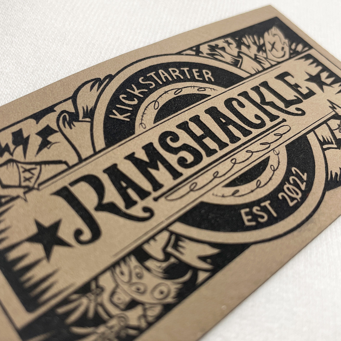 An image of a custom leather patch that you can print your logo or design on!