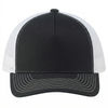 An image of a Custom Deluxe Chino Twill Nylon Mesh 5 Panel Constructed Pro Round Five Mesh Back in Black/Black/White!