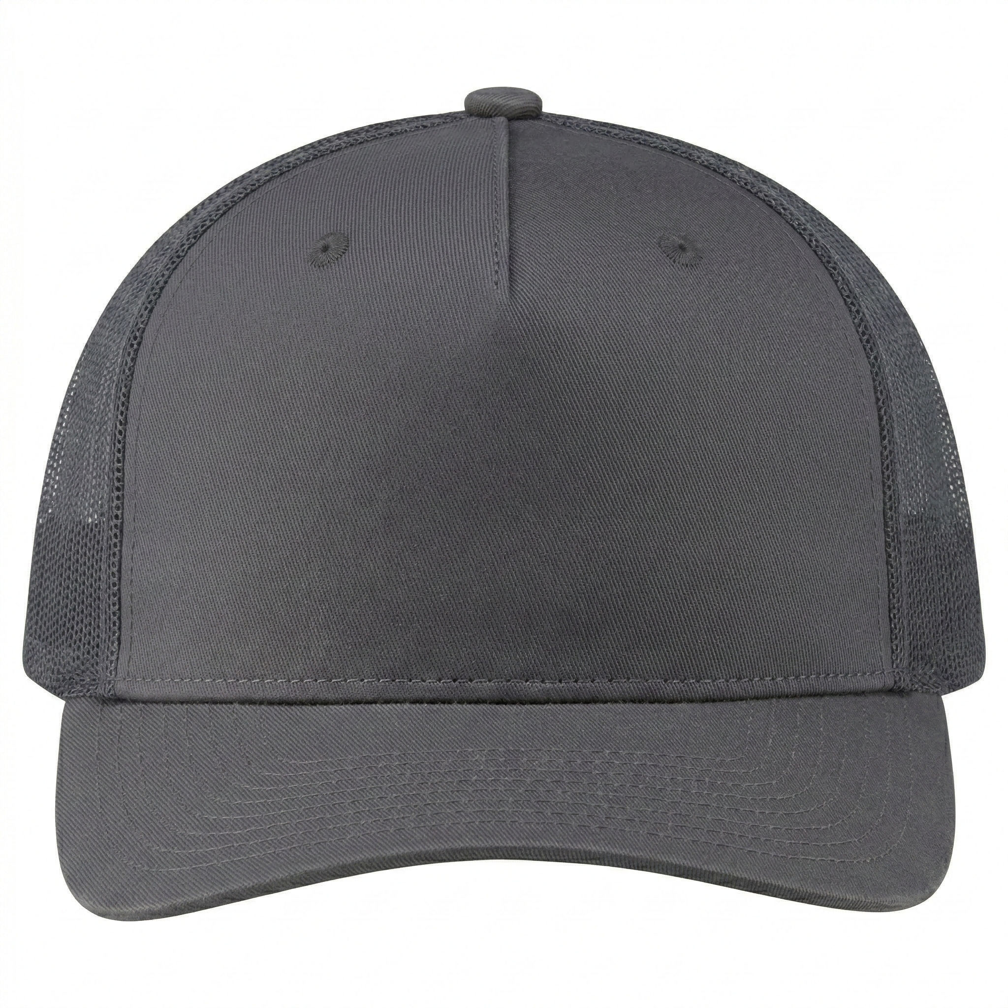 Deluxe Chino Twill Nylon Mesh 5 Panel Constructed Pro Round Five Mesh Back in Charcoal