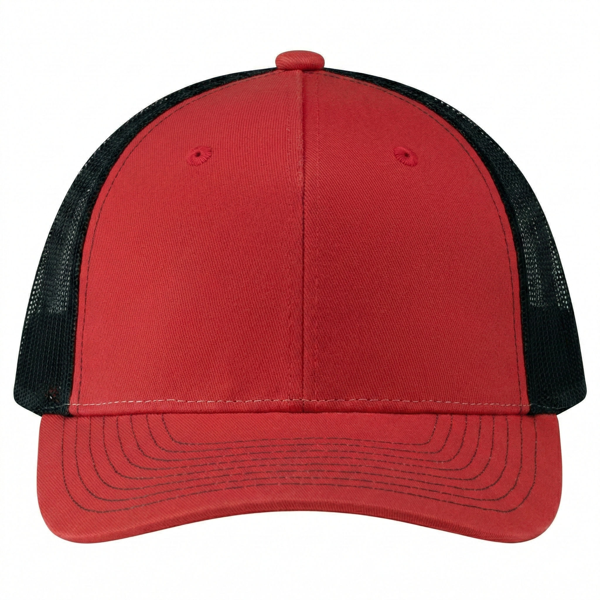 Deluxe Chino Twill Nylon Mesh 5 Panel Constructed Pro Round Five Mesh Back in Red/Red/Black