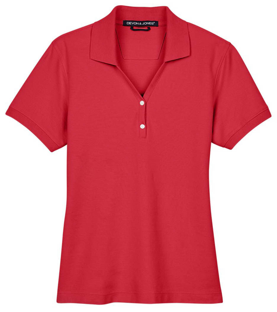 Devon & Jones Ladies' Pima Pique Short Sleeve Y Collar Polo in Red