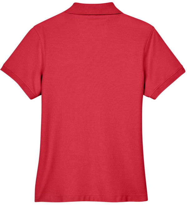 An image of a Custom Devon & Jones Ladies' Pima Pique Short Sleeve Y Collar Polo in Red!