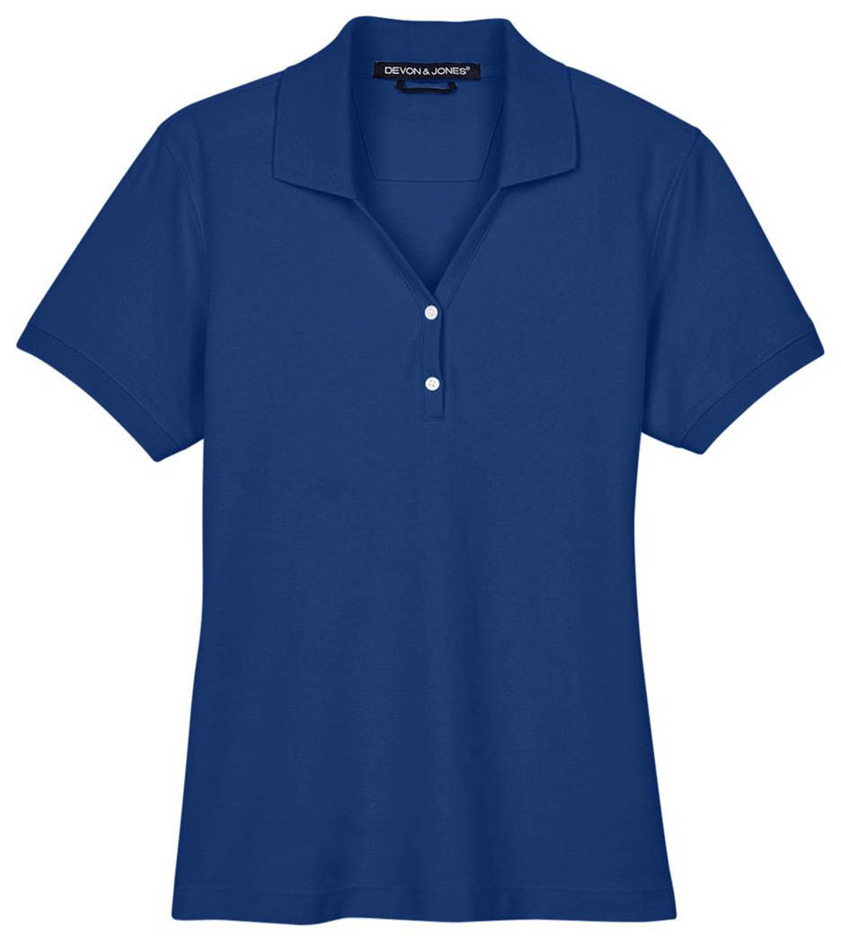 Devon & Jones Ladies' Pima Pique Short Sleeve Y Collar Polo in True Royal