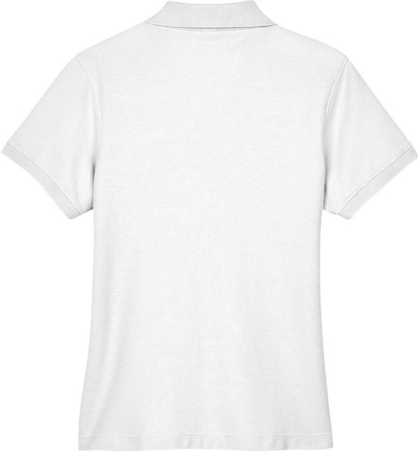 An image of a Custom Devon & Jones Ladies' Pima Pique Short Sleeve Y Collar Polo in White!