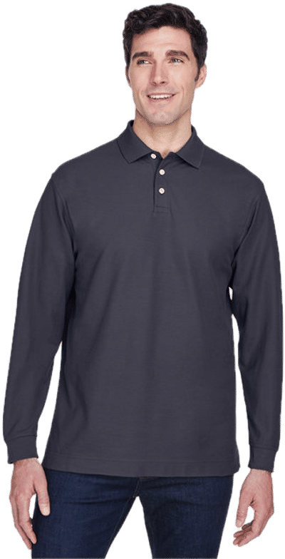 An image of a Custom Devon & Jones Men's Pima Piqué Long Sleeve Polo!