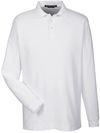 Am image of a Custom Devon & Jones Men's Pima Piqué Long Sleeve Polo in White!