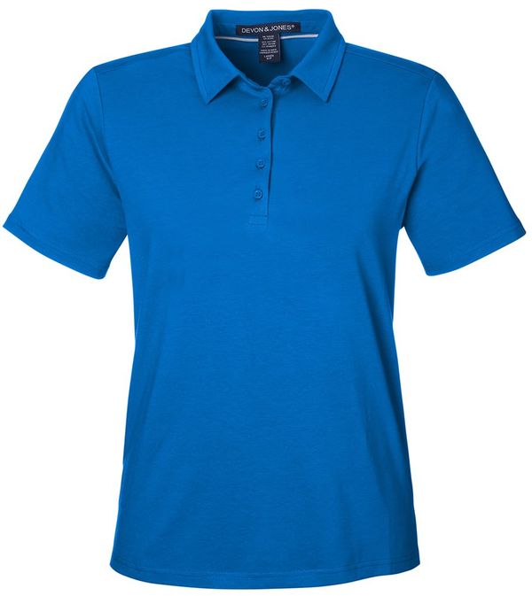 An image of a Custom Devon & Jones Womens Raleigh Stretch Polo in French Blue!