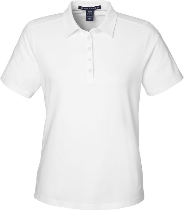 An image of a Custom Devon & Jones Womens Raleigh Stretch Polo in White!