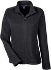 Am image of a Custom Devon and Jones Ladies Bristol Full Zip Sweater Fleece Jacket in Black!