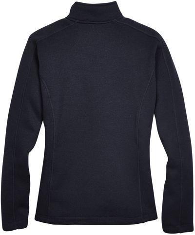 Am image of a Custom Devon and Jones Ladies Bristol Full Zip Sweater Fleece Jacket in Black!