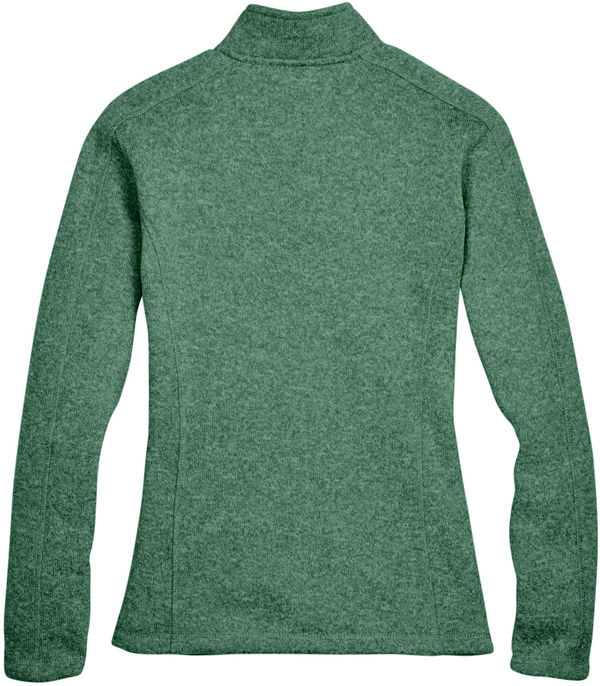 Am image of a Custom Devon and Jones Ladies Bristol Full Zip Sweater Fleece Jacket in Forest Heather!
