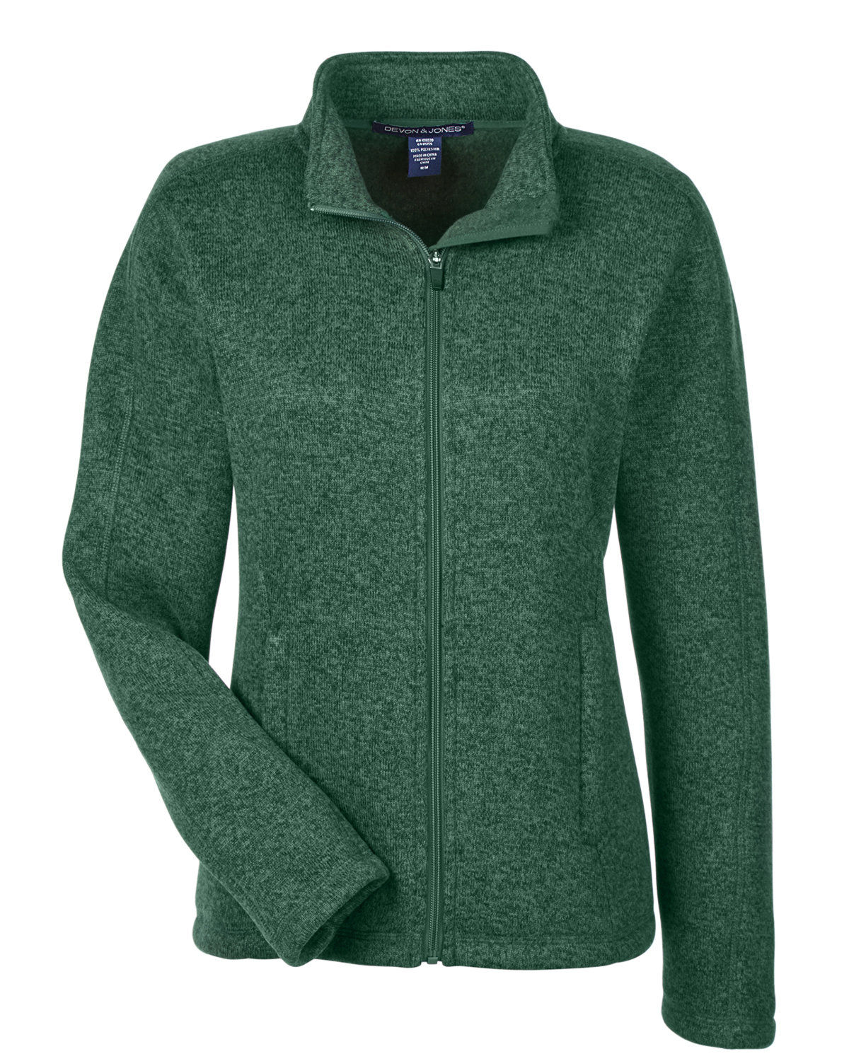 Devon and Jones Ladies Bristol Full Zip Sweater Fleece Jacket in Forest Heather
