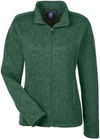 Am image of a Custom Devon and Jones Ladies Bristol Full Zip Sweater Fleece Jacket in Forest Heather!