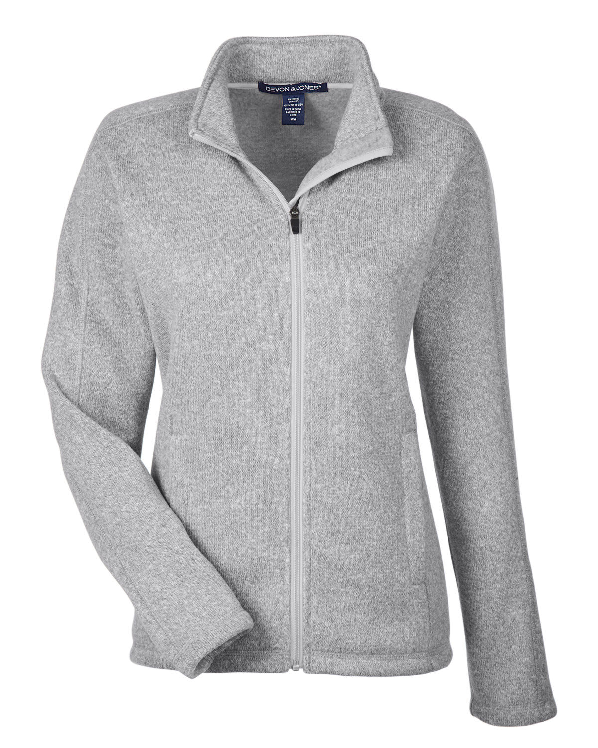 Devon and Jones Ladies Bristol Full Zip Sweater Fleece Jacket in Grey Heather