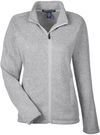 Am image of a Custom Devon and Jones Ladies Bristol Full Zip Sweater Fleece Jacket in Grey Heather!