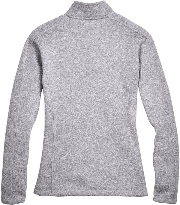 Am image of a Custom Devon and Jones Ladies Bristol Full Zip Sweater Fleece Jacket in Grey Heather!