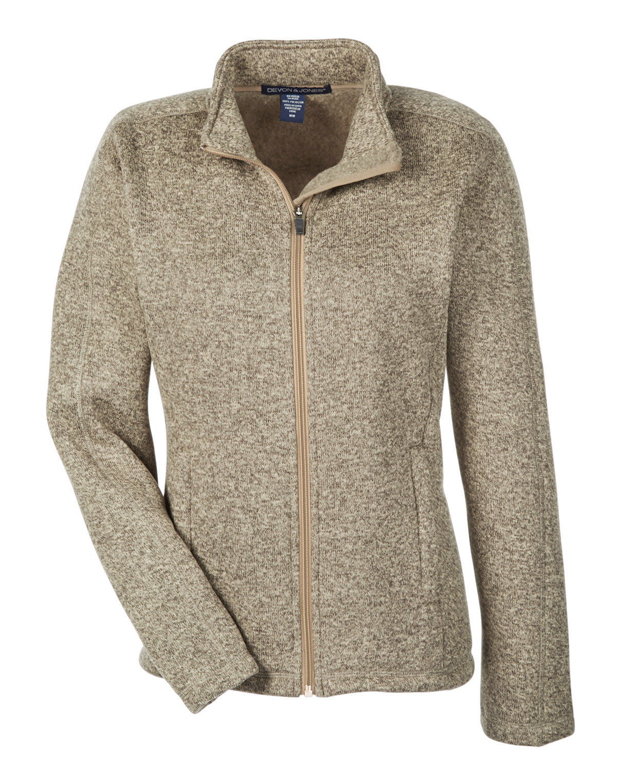 Devon and Jones Ladies Bristol Full Zip Sweater Fleece Jacket in Khaki Heather