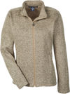 Am image of a Custom Devon and Jones Ladies Bristol Full Zip Sweater Fleece Jacket in Khaki Heather!
