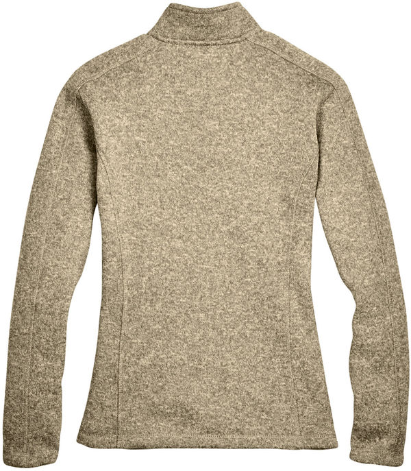 Am image of a Custom Devon and Jones Ladies Bristol Full Zip Sweater Fleece Jacket in Khaki Heather!