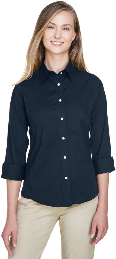 An image of a Custom Devon and Jones Ladies Perfect Fit Three Quarters Sleeve Stretch Poplin Blouse!