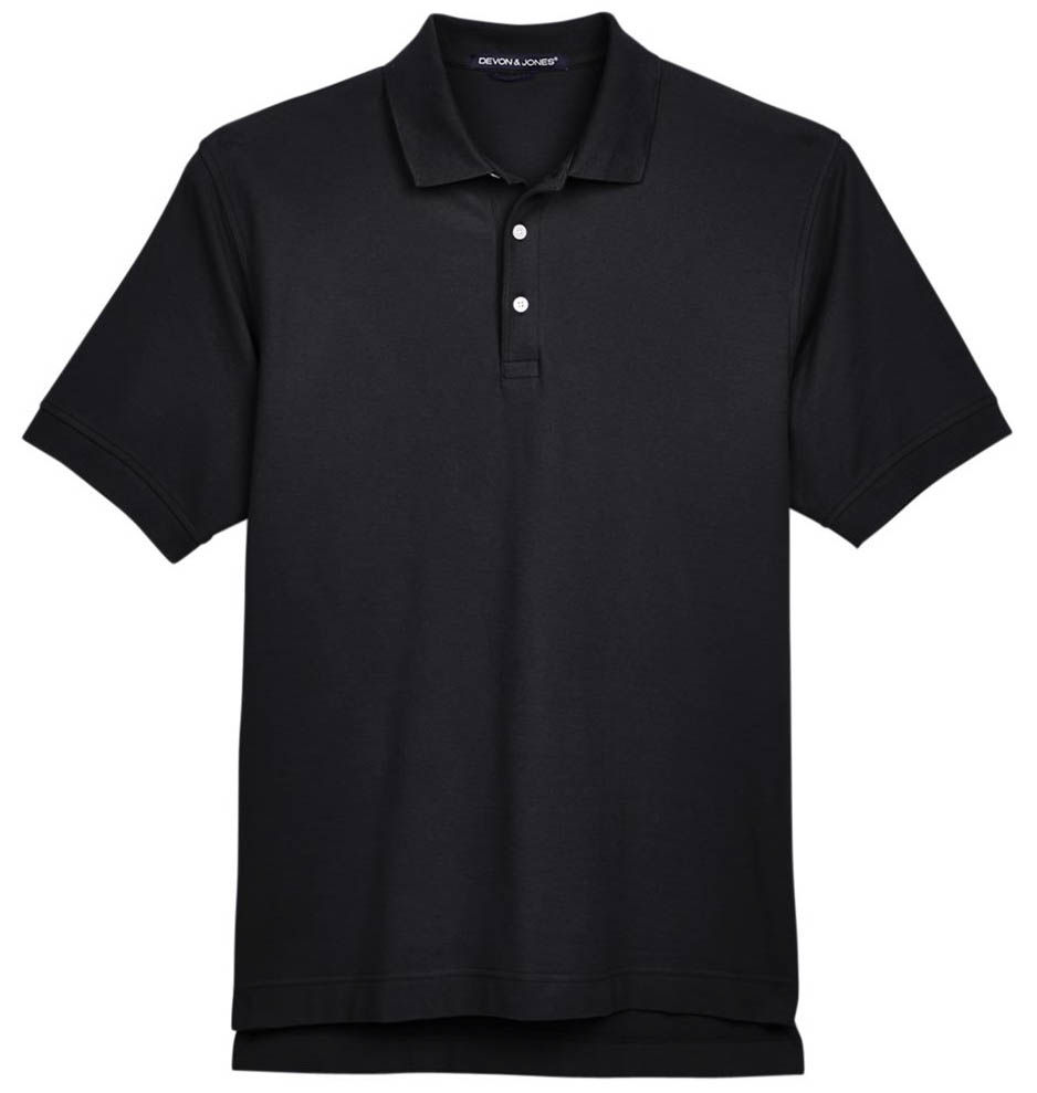Devon and Jones Men's Pima Pique Short Sleeve Polo in Black