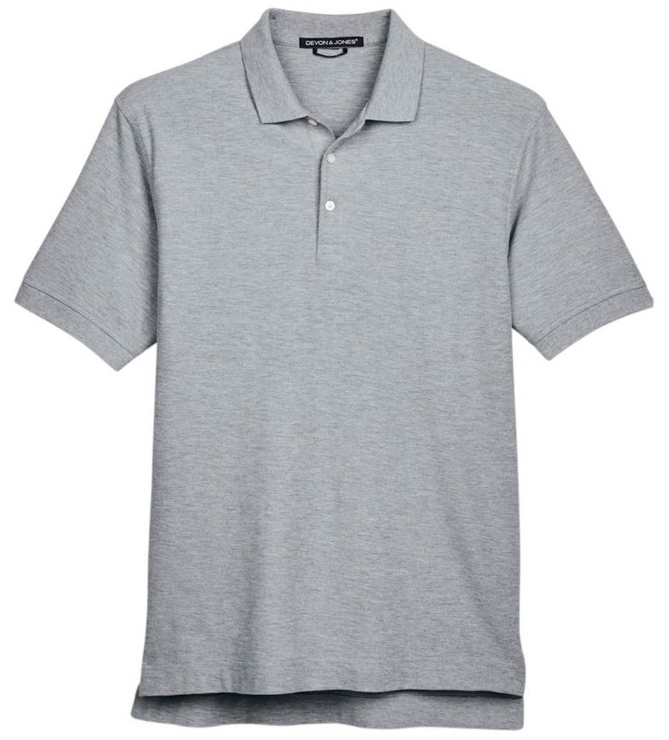 Devon and Jones Men's Pima Pique Short Sleeve Polo in Grey Heather