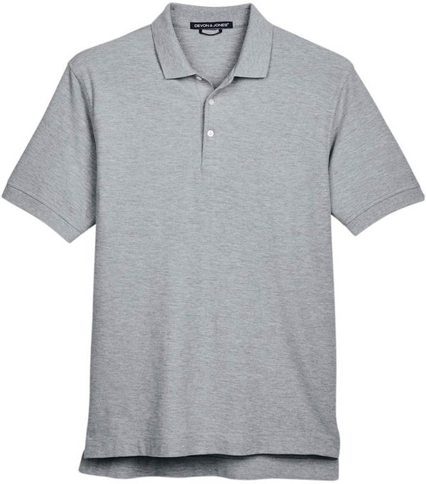 An image of a Custom Devon and Jones Men's Pima Pique Short Sleeve Polo in Grey Heather!