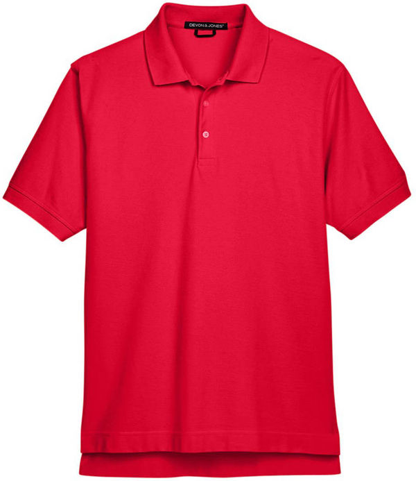 An image of a Custom Devon and Jones Men's Pima Pique Short Sleeve Polo in Red!