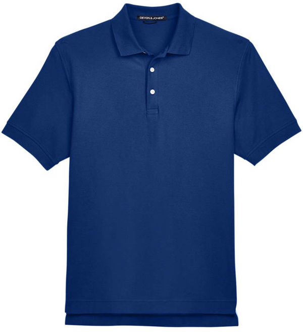 An image of a Custom Devon and Jones Men's Pima Pique Short Sleeve Polo in True Royal!