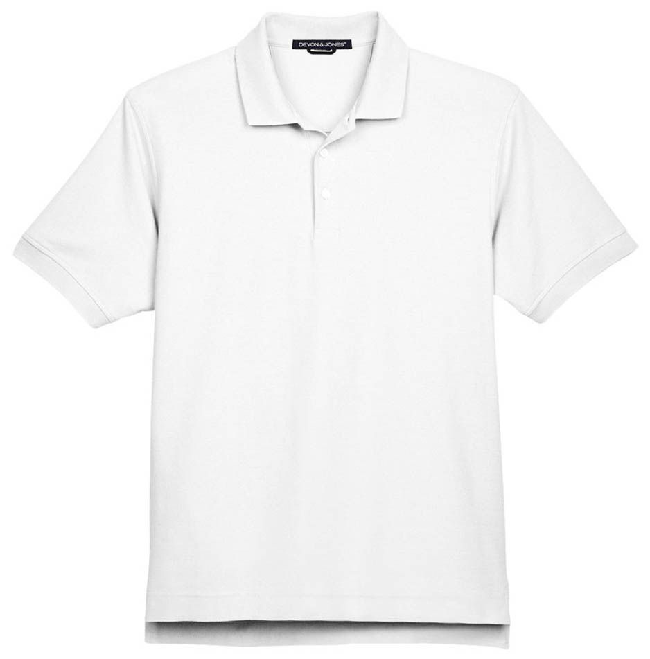 Devon and Jones Men's Pima Pique Short Sleeve Polo in White
