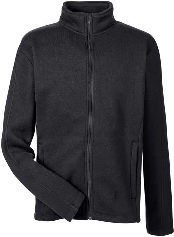 Am image of a Custom Devon and Jones Mens Bristol Full Zip Sweater Fleece Jacket in Black!
