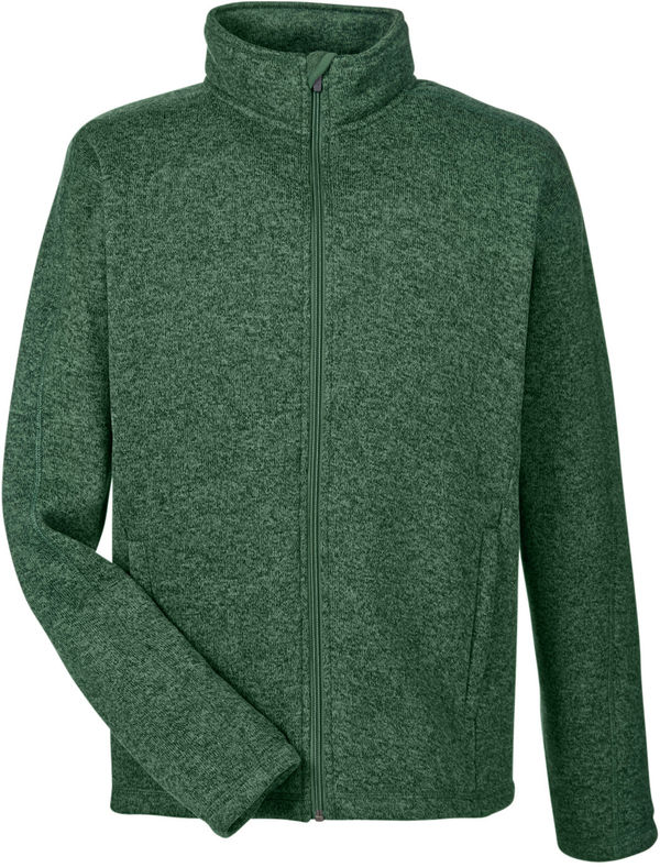 Am image of a Custom Devon and Jones Mens Bristol Full Zip Sweater Fleece Jacket in Forest Heather!