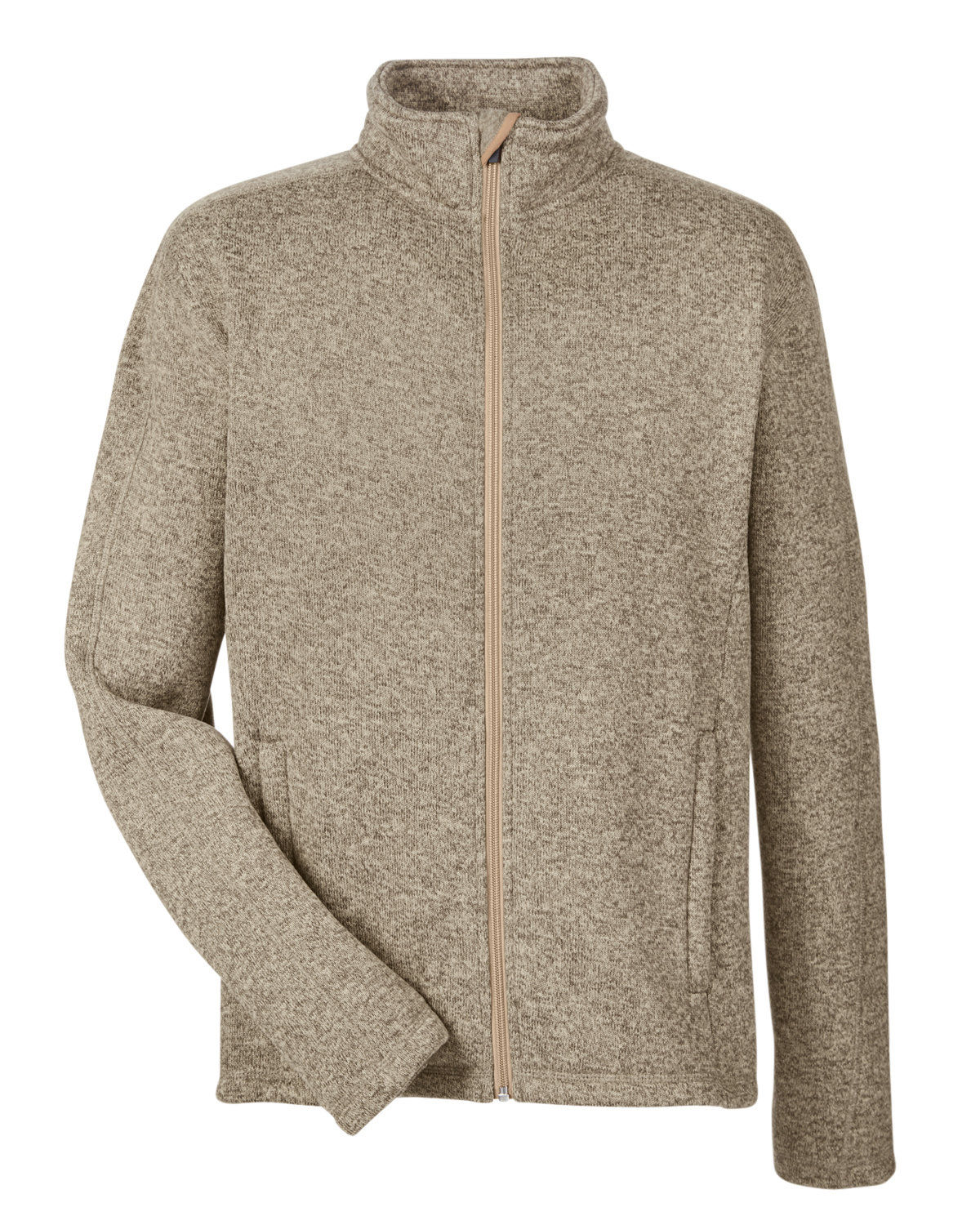 Devon and Jones Mens Bristol Full Zip Sweater Fleece Jacket in Khaki Heather
