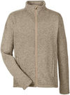 Am image of a Custom Devon and Jones Mens Bristol Full Zip Sweater Fleece Jacket in Khaki Heather!