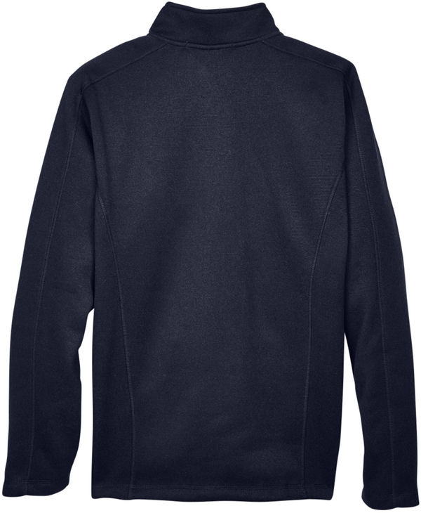 Am image of a Custom Devon and Jones Mens Bristol Full Zip Sweater Fleece Jacket in Navy!