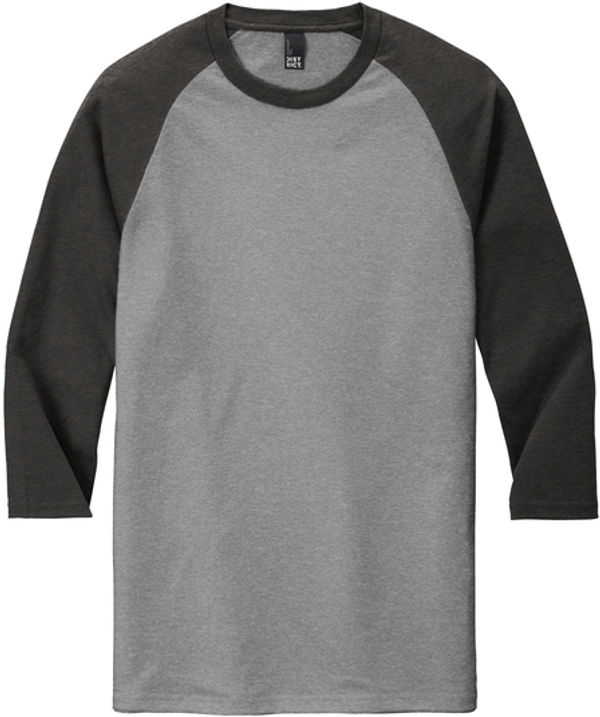 An image of a Custom District Perfect Tri Sleeve Raglan in Black Frost/Grey Frost!