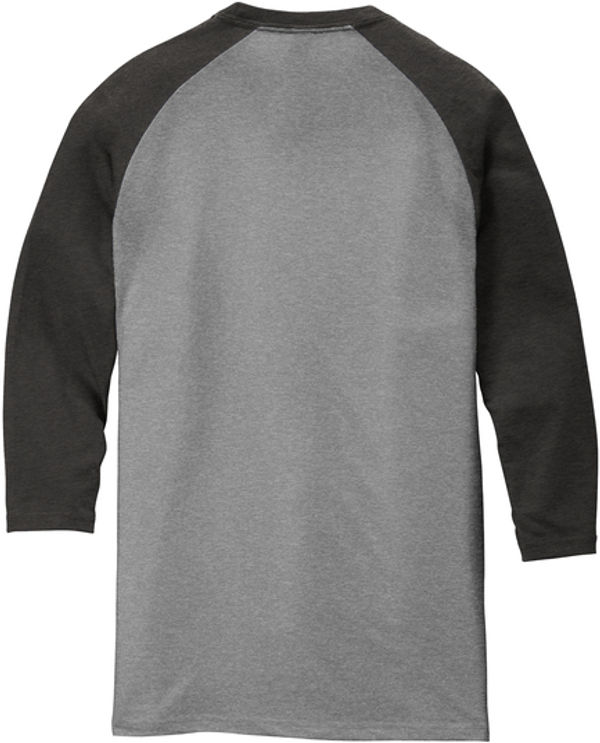 An image of a Custom District Perfect Tri Sleeve Raglan in Black Frost/Grey Frost!