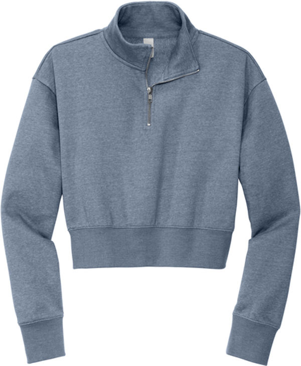 An image of a Custom District Womens VIT Fleece Zip in Flint Blue Heather!