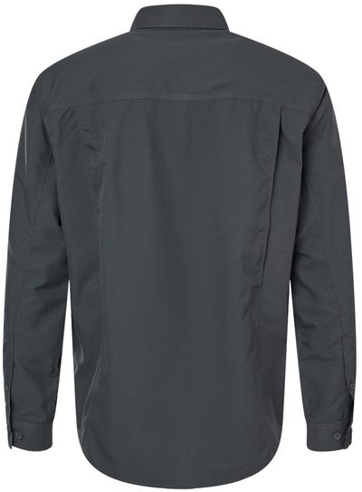 Am image of a Custom Dri Duck Mens Crossroad Woven Shirt in CHARCOAL!