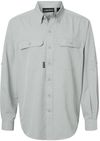 Am image of a Custom Dri Duck Mens Crossroad Woven Shirt in GREY!