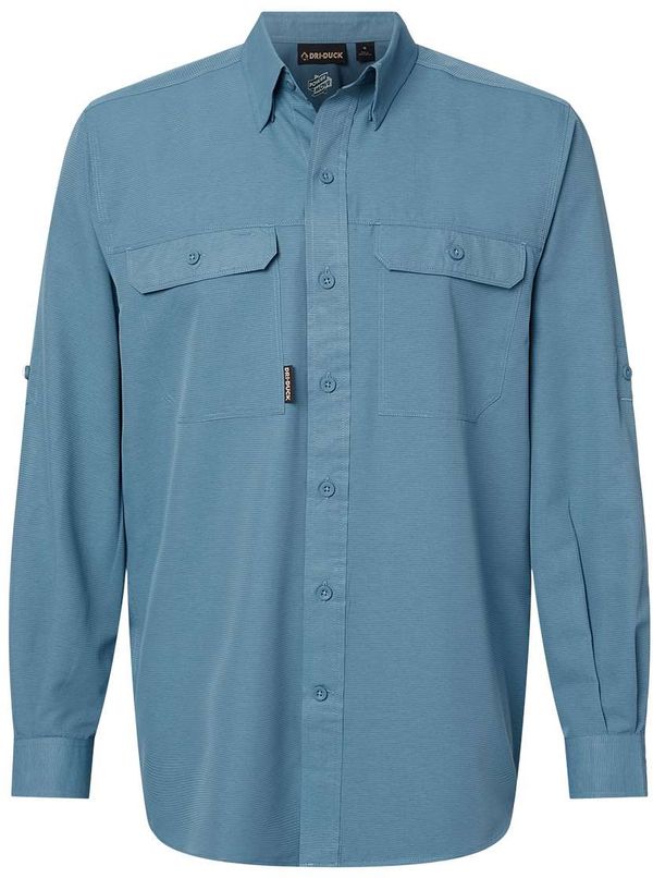 An image of a Custom Dri Duck Mens Crossroad Woven Shirt in SLATE BLUE!