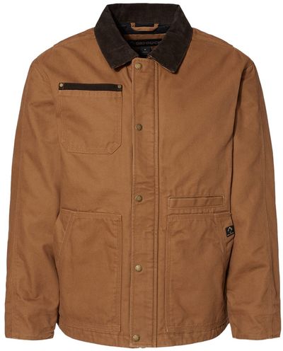 Am image of a Custom Dri Duck Rambler Boulder Cloth Jacket in Saddle!