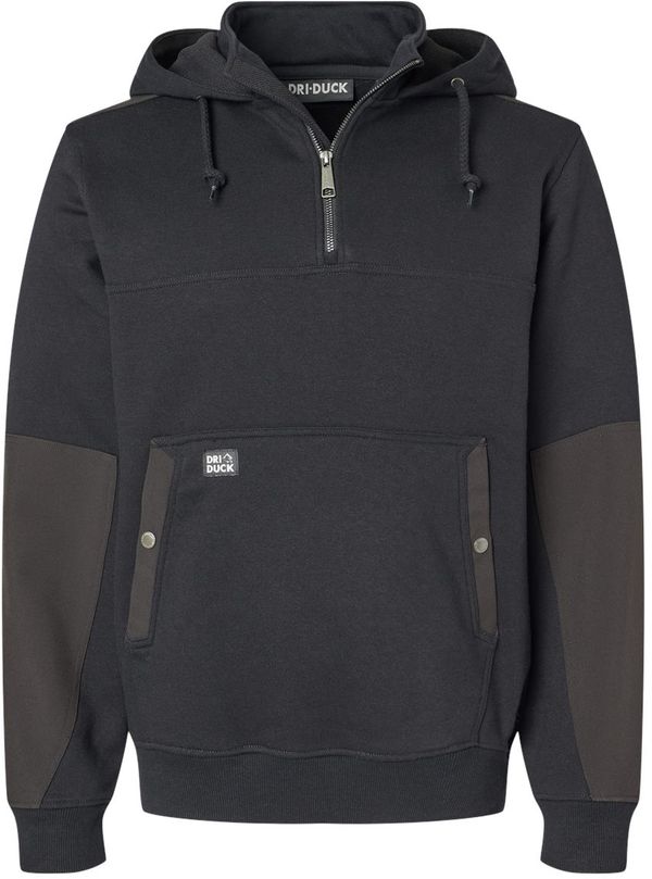 Am image of a Custom Dri Duck Mission Quarter Zip Pullover in Black!