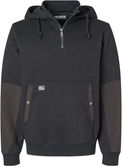 Am image of a Custom Dri Duck Mission Quarter Zip Pullover in Black!