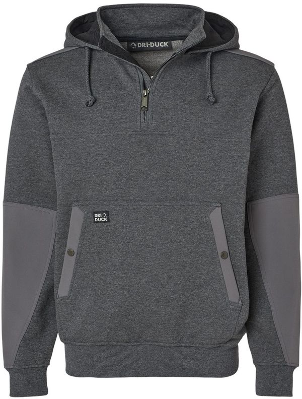 Am image of a Custom Dri Duck Mission Quarter Zip Pullover in Dark Oxford!