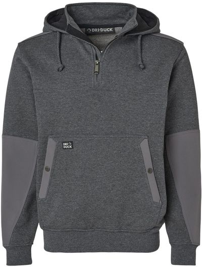 Am image of a Custom Dri Duck Mission Quarter Zip Pullover in Dark Oxford!
