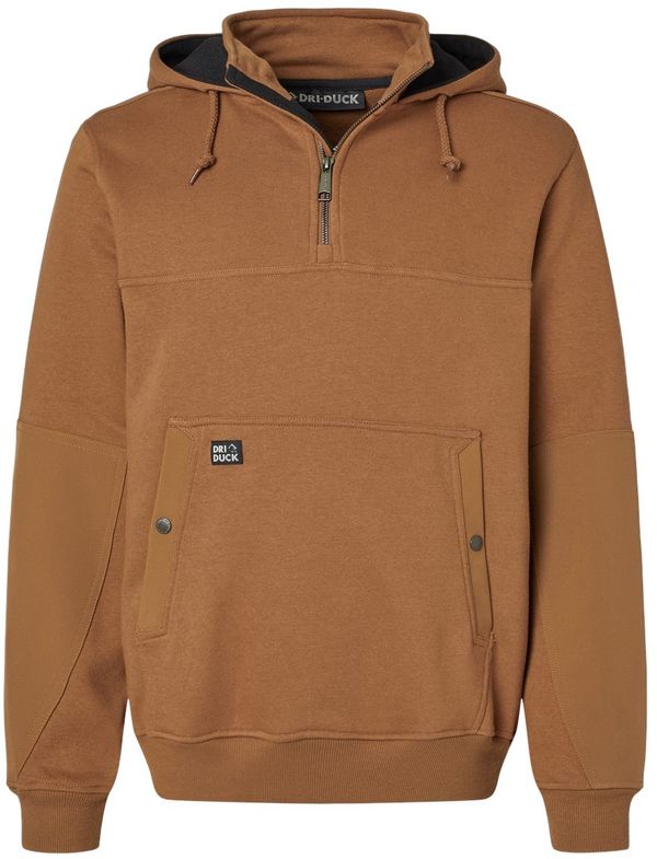 Am image of a Custom Dri Duck Mission Quarter Zip Pullover in Saddle!