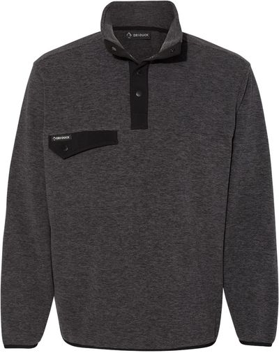 Am image of a Custom Dri Duck Denali Mountain Fleece Pullover in Charcoal!